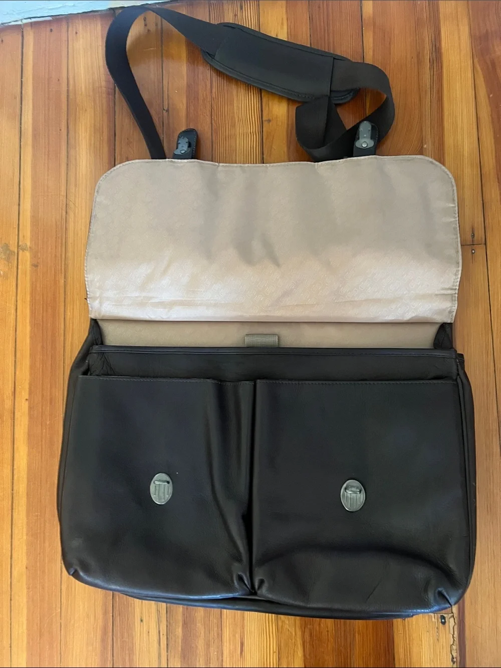 solo Dark Brown Leather Briefcase Messenger